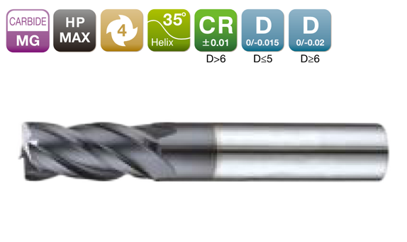 HP-MAX Rudius End Mill 4-Flute 35°