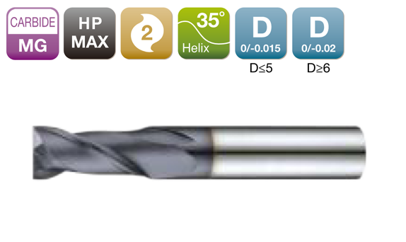 HP-MAX Flat End Mil 2-Flute 35°