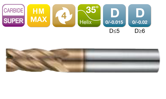 HM-MAX Flat End Mil 4-Flute 35°